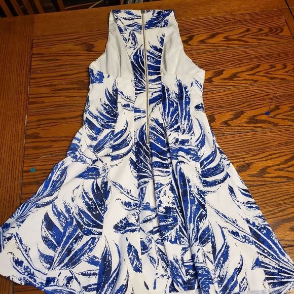 Lulu's Palm Reading Ivory and Blue Print Dress XS - Picture 5 of 5